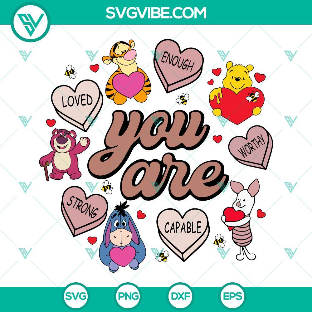 Pooh And Friend Valentine SVG, Pooh Disney Heart SVG PNG EPS DXF File Disney's Pooh and friends Valentine themed SVG image with hearts, available for download in PNG, EPS, and DXF formats.