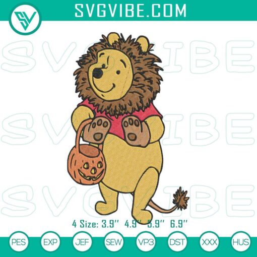 pooh costume lion halloween embroidery designs disney spooky embroidery machine files mockup