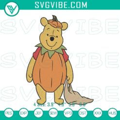 Spooky Winnie The Pooh embroidery files for Halloween machine design, perfect for seasonal crafting projects.