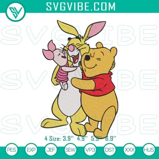 pooh rabbit and piglet embroidery designs winnie the pooh friends embroidery files mockup