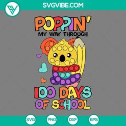 School, SVG Files, Poppin My Way Through 100 Days Of School SVG Files, Koala 9