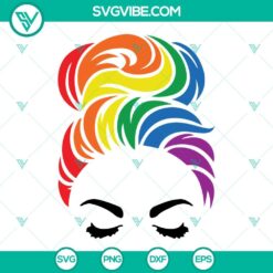 LGBT, SVG Files, Pride Messy Bun Hair SVG Files, LGBT SVG Download, Rainbow 11