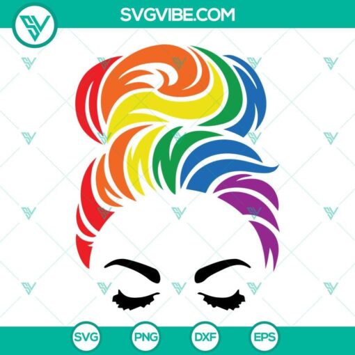 pride messy bun hair svg lgbt svg rainbow pride svg lgbtq svg gay pride svg 6 mockup