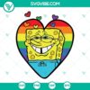 Pride Spongebob and rainbow heart LGBT SVG files with colorful pride design for digital use.