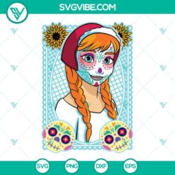 Disney, Skull, SVG Files, Princess Anna Sugar Skull SVG Image, Disney Princess 1