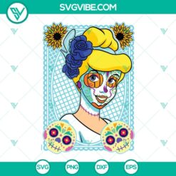 Disney, Skull, SVG Files, Princess Cinderella Sugar Skull SVG Images, Disney 4