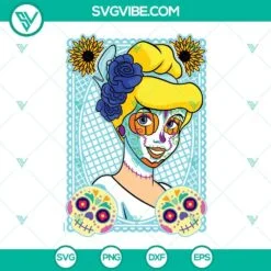 Disney, Skull, SVG Files, Princess Cinderella Sugar Skull SVG Images, Disney 2