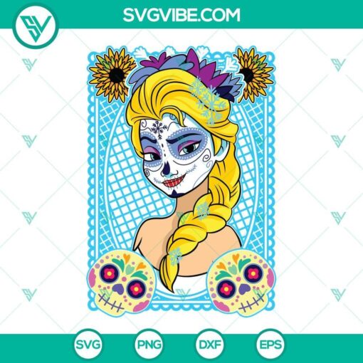 princess elsa sugar skull svg disney princess day of the dead svg dia de los muertos svg 7 mockup