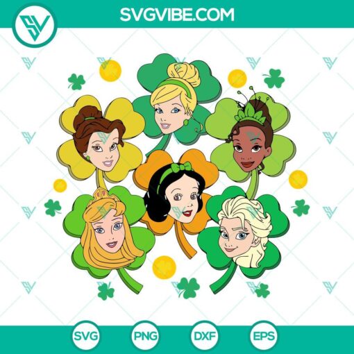 princess shamrock svg lucky charms svg disney princess st patricks day svg png dxf eps 6 mockup