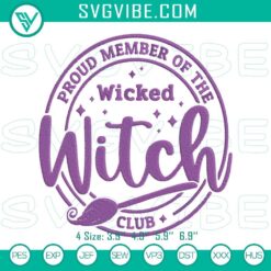 Wicked Witch Club embroidery design for Halloween, funny and witchy file.