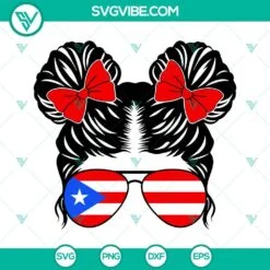 4th Of July, SVG Files, American Patriotic Mom Messy Bun Hair SVG Download, 3