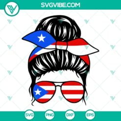 American, SVG Files, Puerto Rico Messy Bun SVG Images, Puerto Rico Mom Life SVG 14