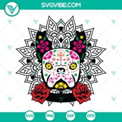 Dog, Skull, SVG Files, Pug Sugar Skull SVG File, Day Of The Dead Pug SVG Files, 1