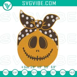 Pumpkin face bandana embroidery design for Halloween, featuring a cute pumpkin. Perfect for spooky attire.