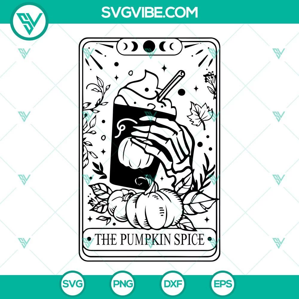 Skull, SVG Files, Pumpkin Spice Skull Tarot SVG Download, The Pumpkin Spice 1