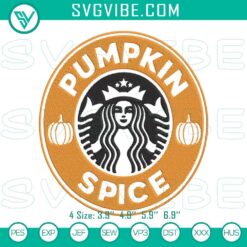 Embroidery Designs, Halloween Embroidery Designs, Pumpkin Spice Starbucks Logo 1