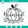 Fall pumpkin themed SVG bundle with thankful, grateful, and blessed designs for crafting projects.
