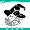 Pumpkin witch hat, witches brew, sunflower SVG images for Halloween crafts and designs.