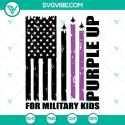 4th Of July, SVG Files, Purple Up For Military Kids SVG Files, American Flag 2