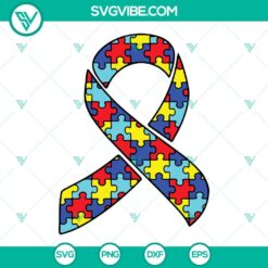 Autism, SVG Files, Puzzle Pieces Ribbon SVG Files, Autism Awareness SVG Image 1