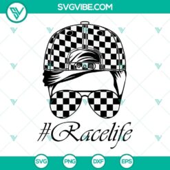 Racing Family SVG Download, Messy Bun Race Life SVG File, Racing Mom SVG Image, Race 3