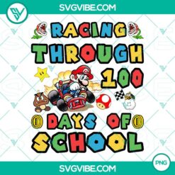 PNG Files, School, Racing Through 100 Days Of School Png, Super Mario 100th Day 2