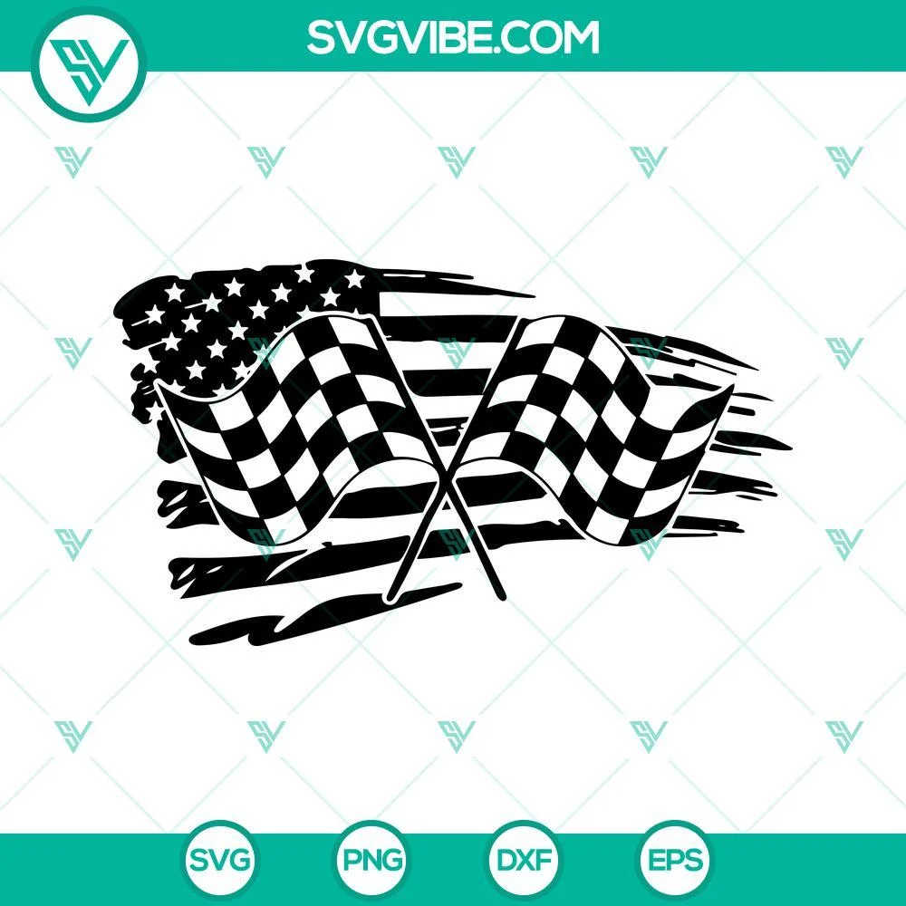 Trending, SVG Files, Racing Usa Flag SVG File, Checkered Flag SVG Download, 1