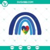 Rainbow in April We Wear Blue SVG with Puzzle Piece Heart for Autism Awareness - colorful and meaningful design for autism support.