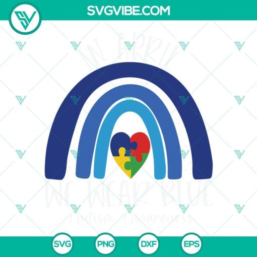 rainbow in april we wear blue svg puzzle piece heart svg autism awareness svg autism svg 7 mockup