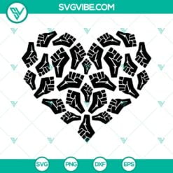 Black History Month, SVG Files, Raised Fist Hand Heart SVG Image, Black Pride 14