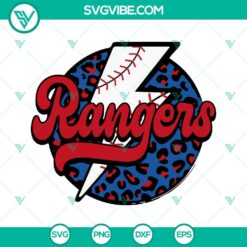 Baseball, Sports, SVG Files, Rangers Baseball Leopard Lightning Bolt SVG Images 16