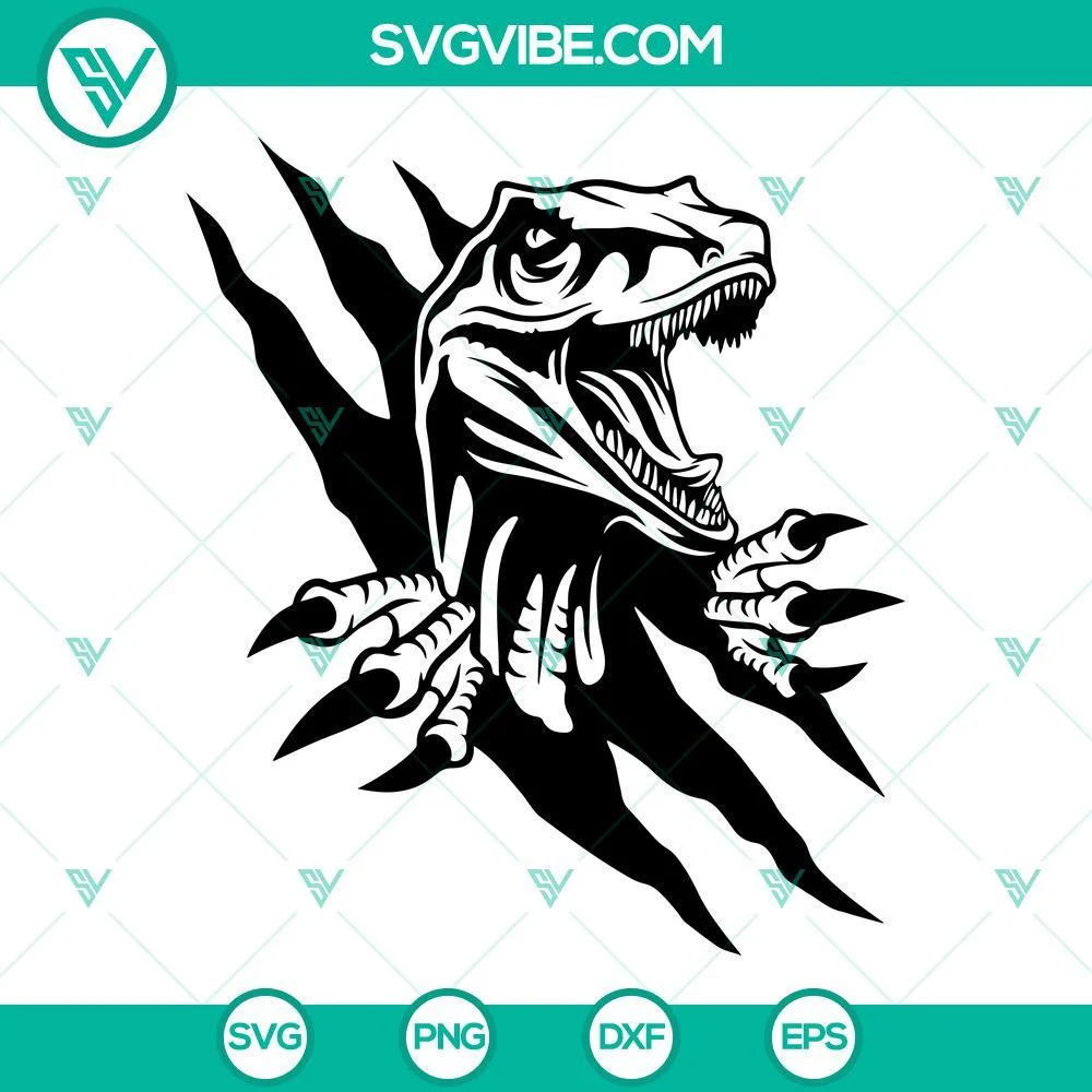 Movies, SVG Files, Raptor Dinosaur in The Wall Scratch SVG Images, Velociraptor 1