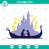 Rapunzel and Flynn on boat SVG design, "At Last I See The Light", Disney-themed file download.