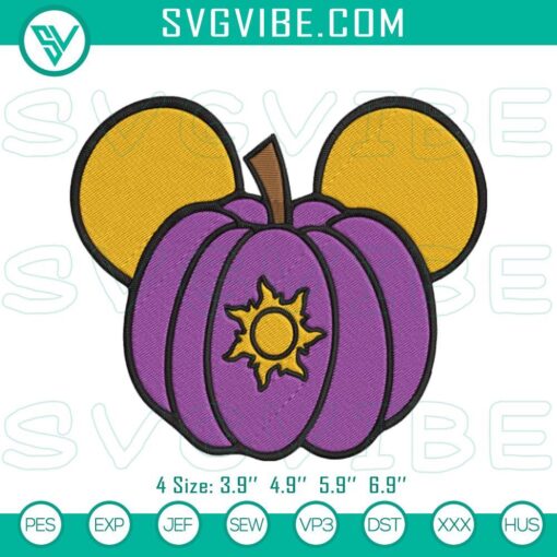 rapunzel princess pumpkin mickey ears embroidery design tangled halloween embroidery file mockup