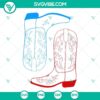 Red and blue cowgirl boots SVG file for patriotic design, perfect for Western 4th of July projects. Download now for crafts.