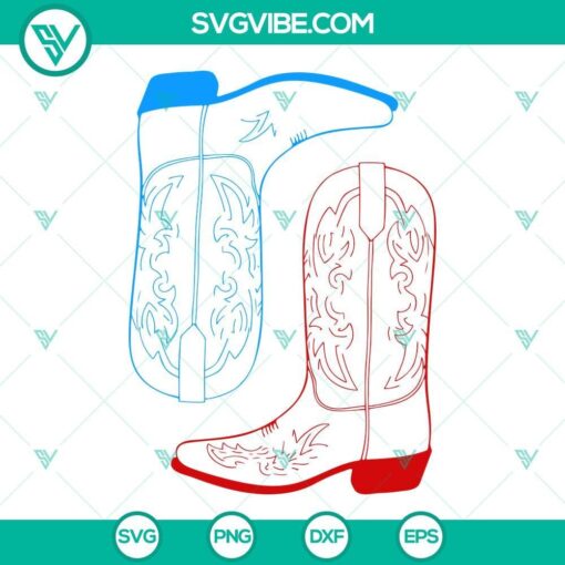 red and blue cowgirl boots svg patriotic svg western 4th of july svg png dxf eps 10 mockup