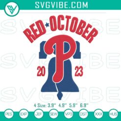 Embroidery Designs, Sports Embroidery Designs, Red October 2023 Philadelphia 8