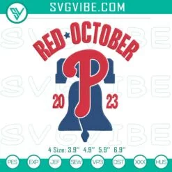 Embroidery Designs, Sports Embroidery Designs, Red October 2023 Philadelphia 10