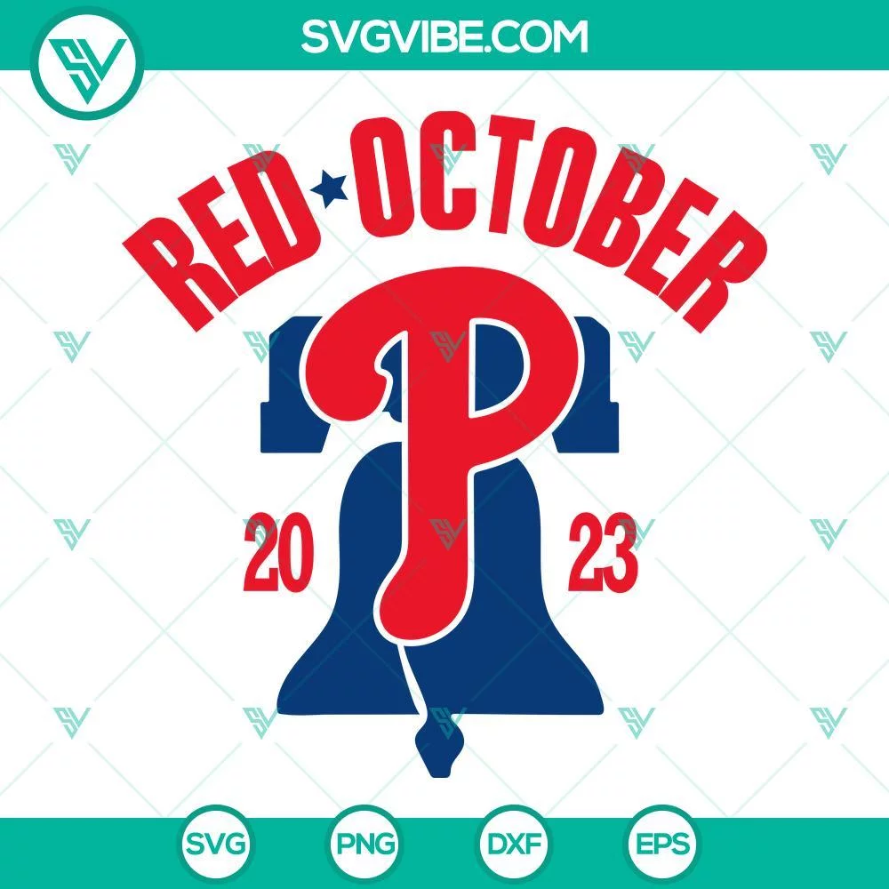 Sports, SVG Files, Red October 2023 Philadelphia Phillies SVG Download, 1