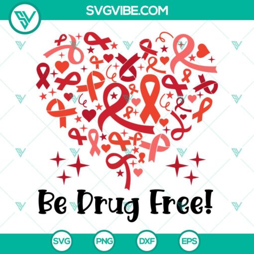 red ribbon heart be drug free svg red ribbon week svg png dxf eps 8 mockup