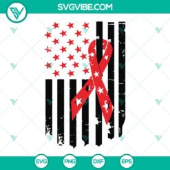 American, Cancer, SVG Files, Red Ribbon Week American Flag SVG Image PNG DXF 11