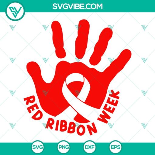 red ribbon week hand svg red ribbon week svg png dxf eps 10 mockup