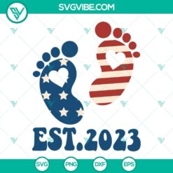 Red White And Due 2023 SVG images featuring New American Baby designs for Pregnancy celebration.