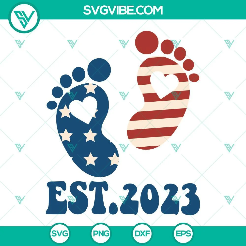 4th Of July, SVG Files, Red White And Due Est 2023 SVG Images, New American 1