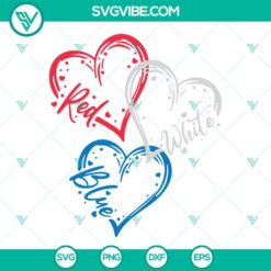 Red, white, blue heart SVG images with American patriotic theme, perfect for USA love designs. Download this patriotic SVG set now!