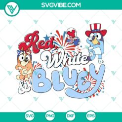 Red White Bluey SVG Image, Bluey Bingo Dancing SVG Image, Bluey 4th Of July