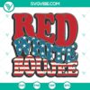 Red White Boujee SVG with retro wavy design, US flag pattern, perfect for Patriot 4th projects. Downloadable file for crafting.