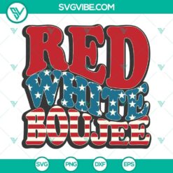 Red White Boujee SVG with retro wavy design, US flag pattern, perfect for Patriot 4th projects. Downloadable file for crafting.