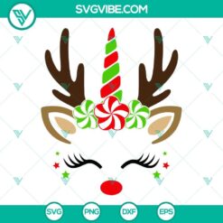 Reindeer unicorn Christmas SVG with instant digital download - festive holiday design for crafts and decorations.
