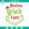 Resting Grinch Face SVG Files for Christmas crafts, includes Grinch Christmas SVG, PNG, EPS, and DXF cut files.